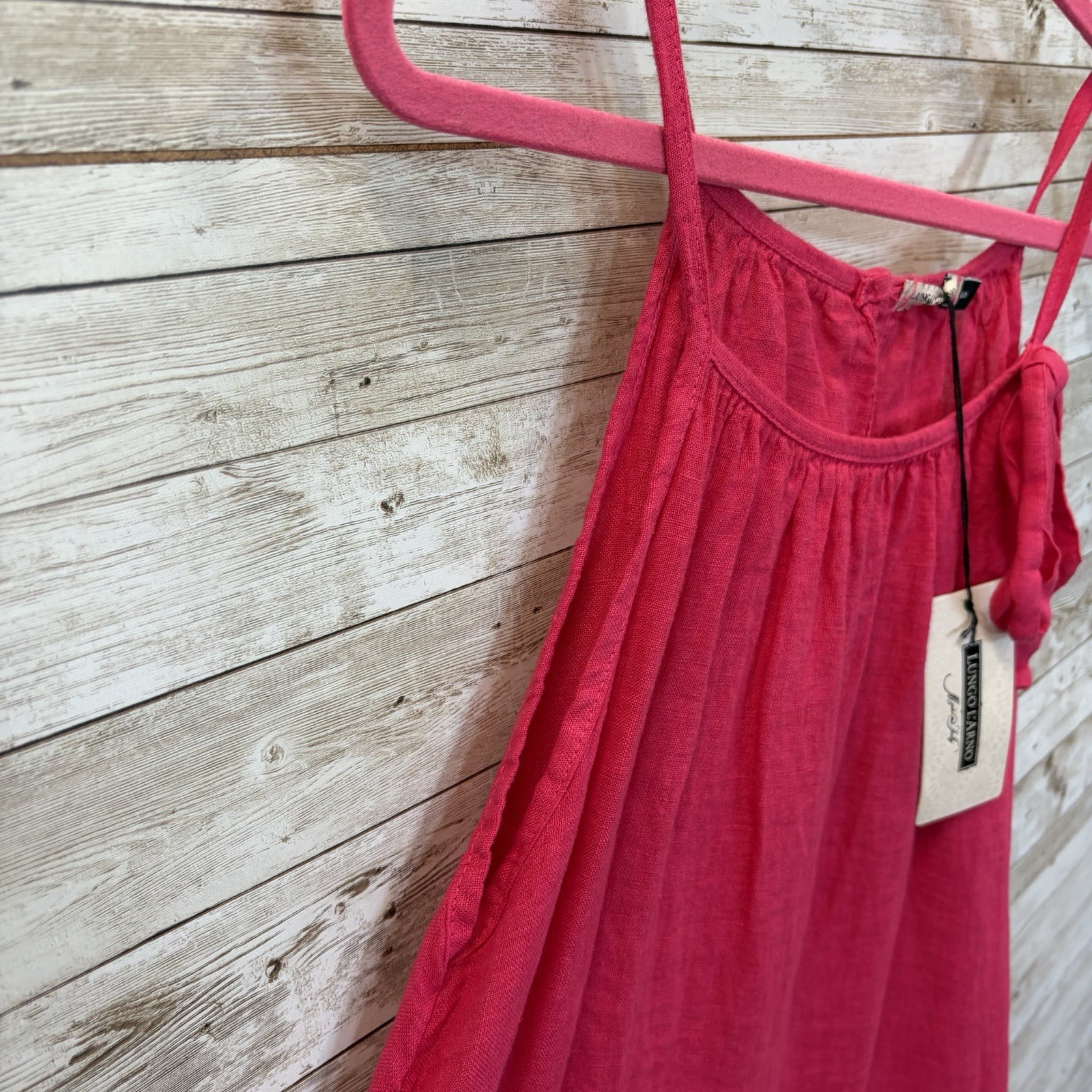 NWT Lungo L’Arno Womens S Dress Knee Length Pink 100% Linen Short Summer Italy