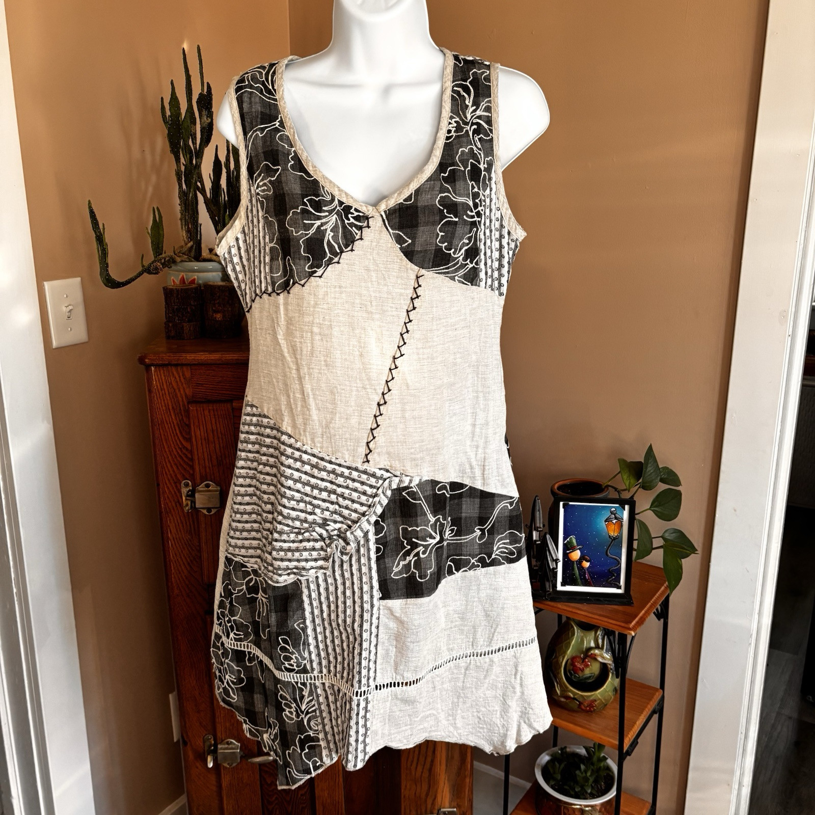 Nico La Mini Dress Vneck Babydoll Art To Wear Fairy Asymmetrical Women’s Size S