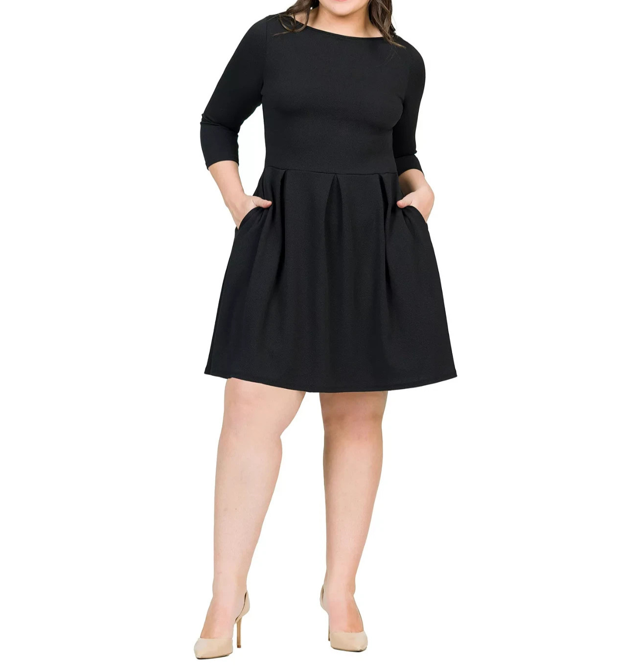 24seven Comfort Apparel Plus Size Perfect Fit and Flare Dress MSRP $74.99