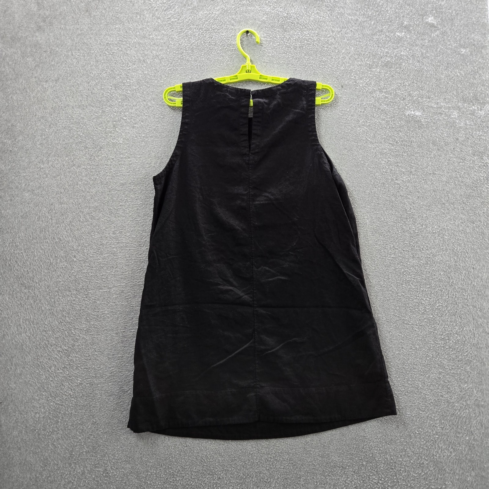Old Navy Women Dress L Black Linen Rayon Shift Sleeveless Tank Coastal Beachy