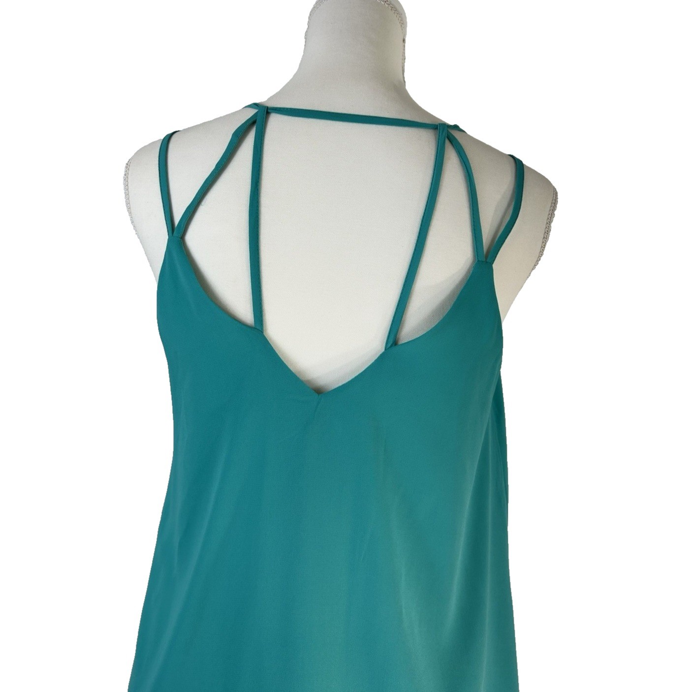 Love Riche Beachy Spring Break Feminine Teal Blue Swing Layered Dress Sz S