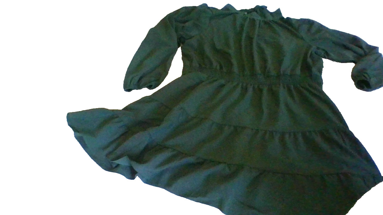 NWT Nine Eight New York Short Flowy Green Dress Size 2X HiTie-Neck Smock Waist