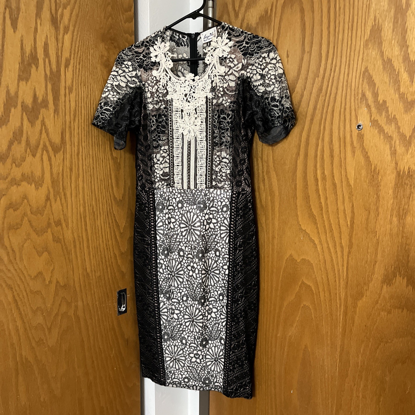 Byron Lars Beguile Sequin Dress Black Lace Overlay Floral Size 8/M No Belt