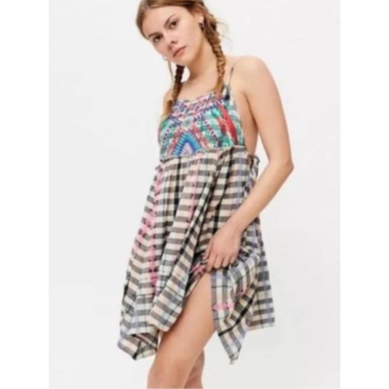 Urban Outfitters Embroidered Apron Mini Dress Size Medium