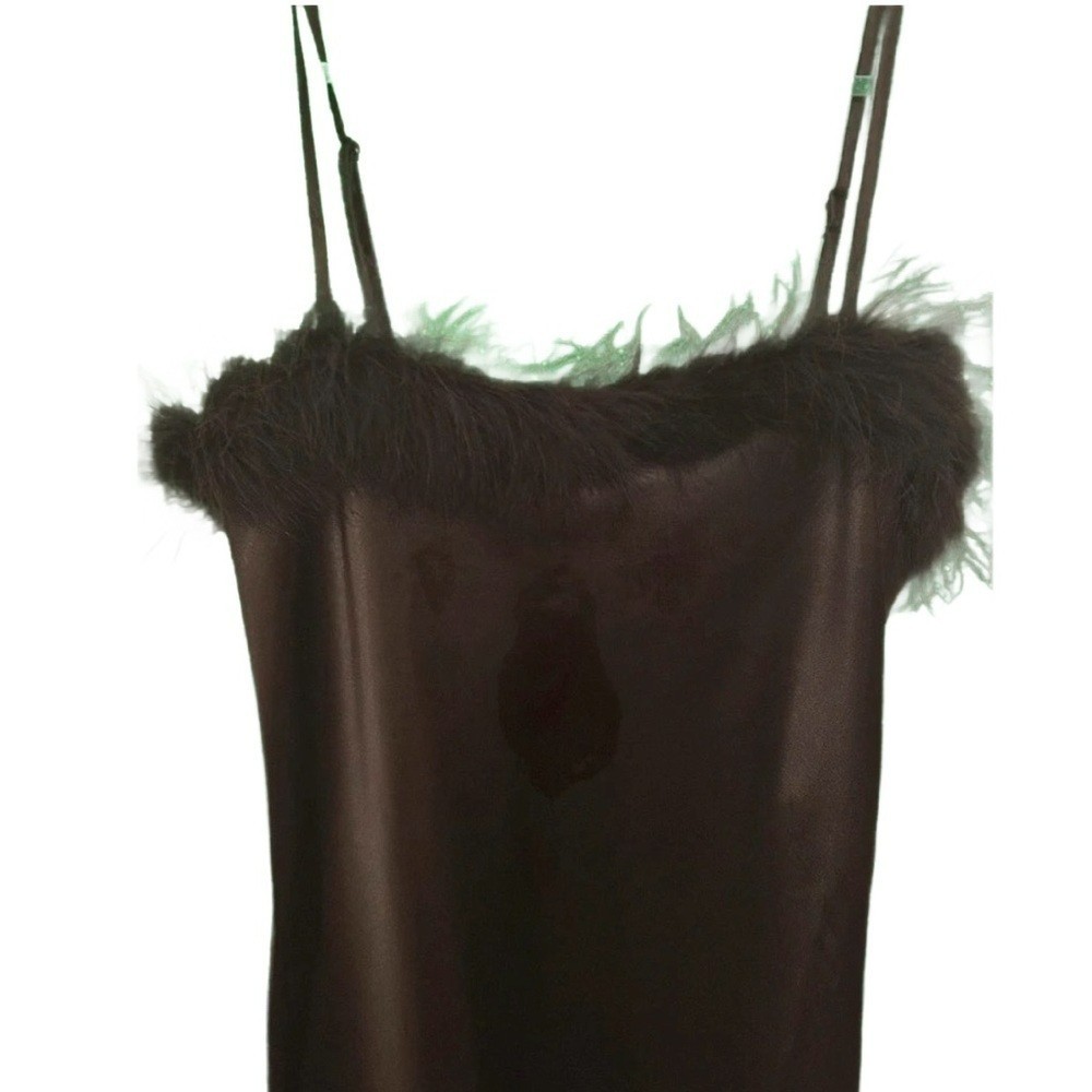 bebe Feather Trim Satin Slipdress NWT Size M
