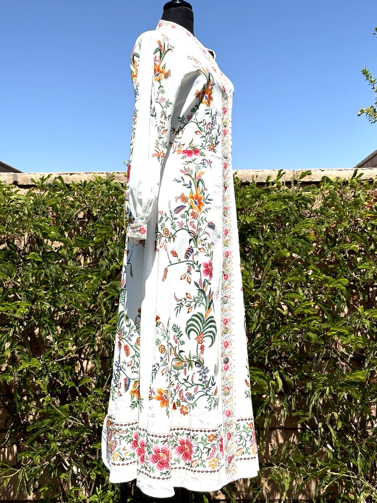 MAGASCHONI SZ M Multicolor Floral Print Linen Blend Button Front Maxi Dress-NWT