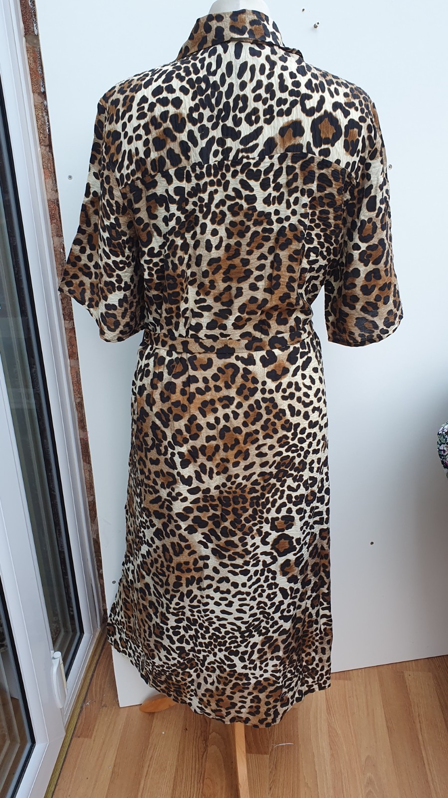 JDY Midi Shirt Dress Half Sleeve Animal Multi Barbara New Size Small