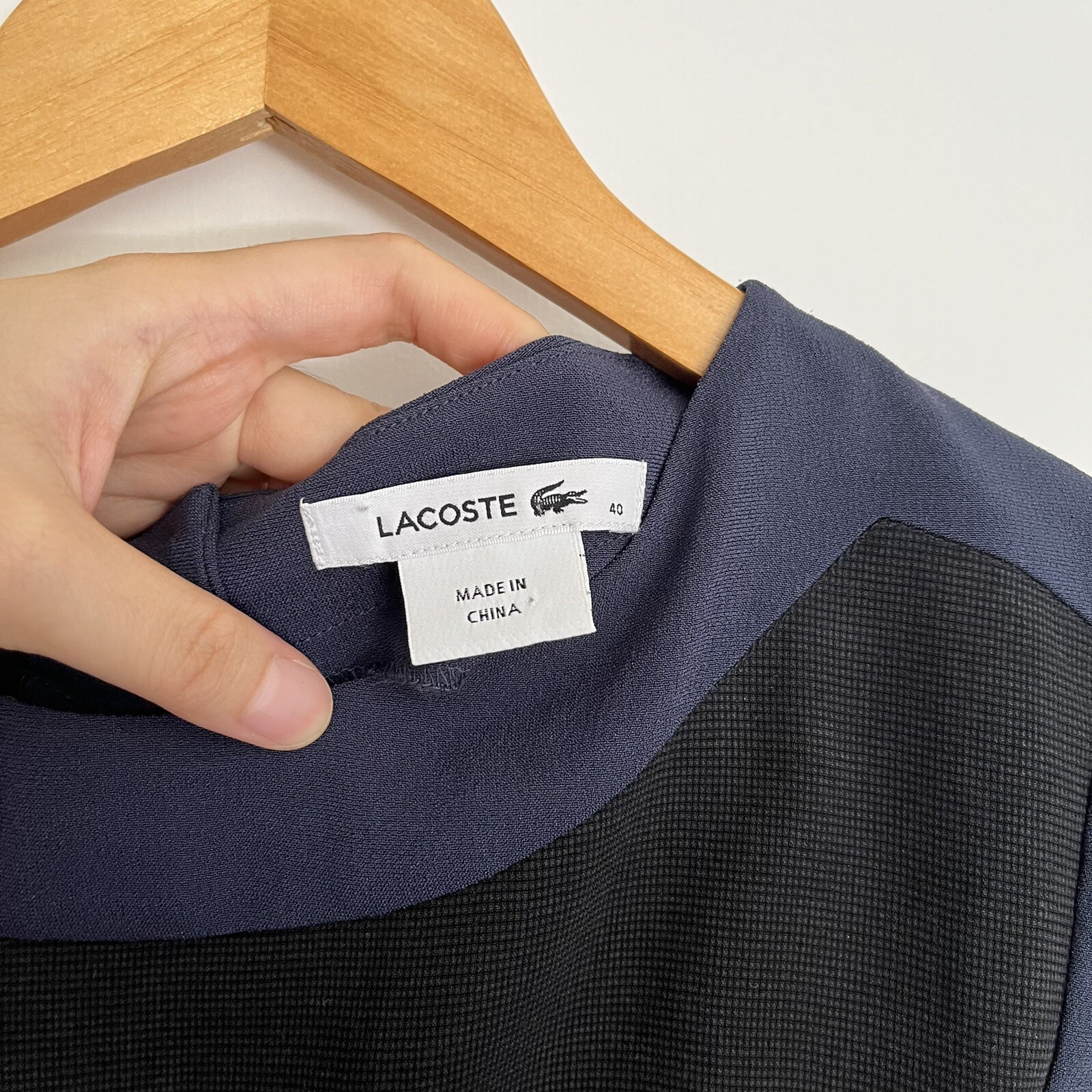 Lacoste 100% Silk Black Blue Sleeveless Tie Waist Dress US 8/M lagenlook Career