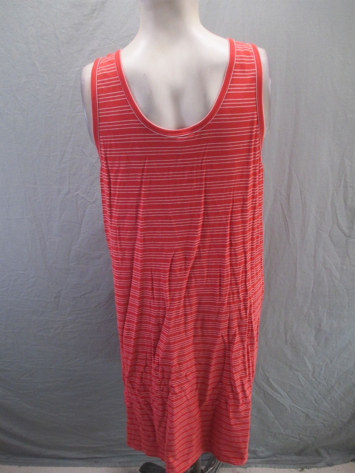 NWT Nau Size L Womens Red Striped Organic Cotton Blend Comfy Tank Dress 117