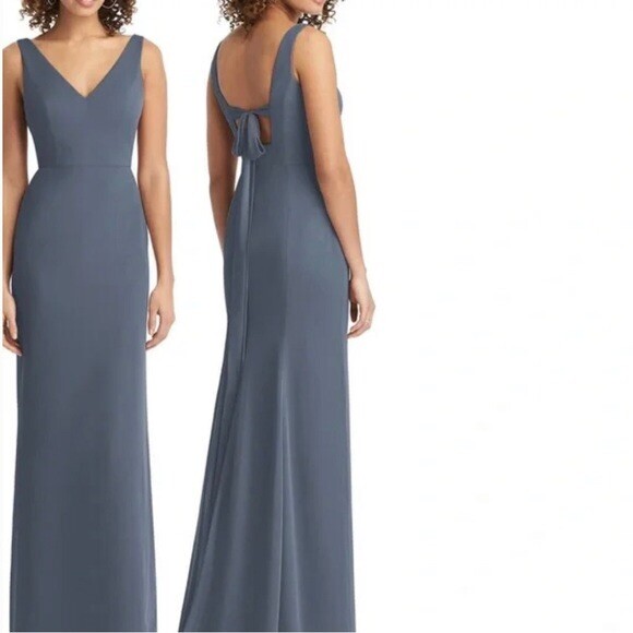 Social Bridesmaids Lix Chiffon V-Neck Tie Back Gown