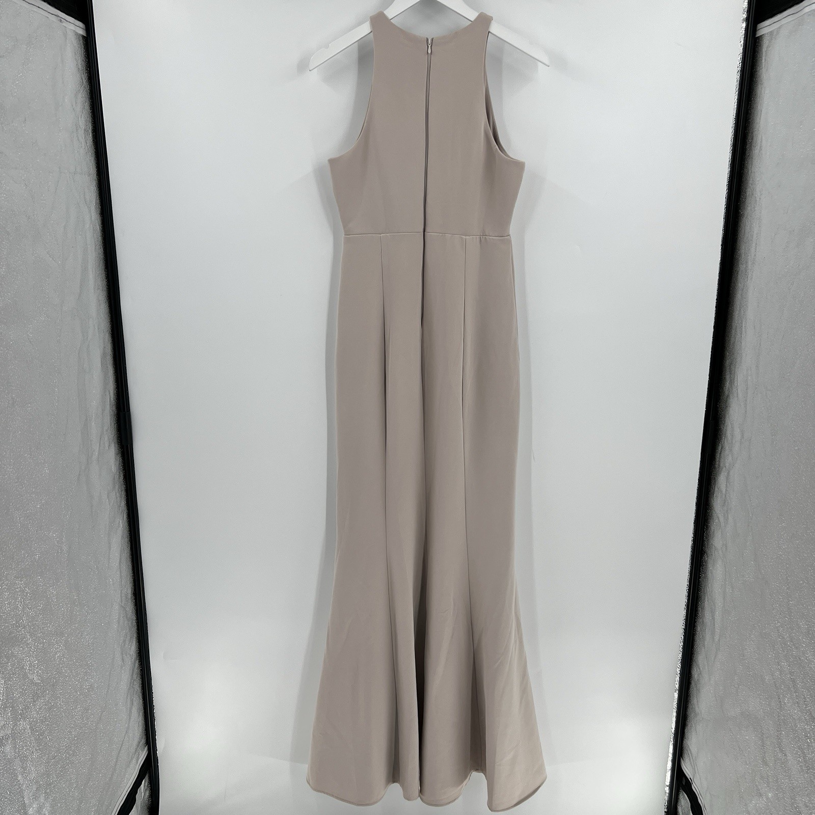 Show Me Your MuMu Womens Medium Chicago High Neck Gown Dress Cream Stretch Crepe