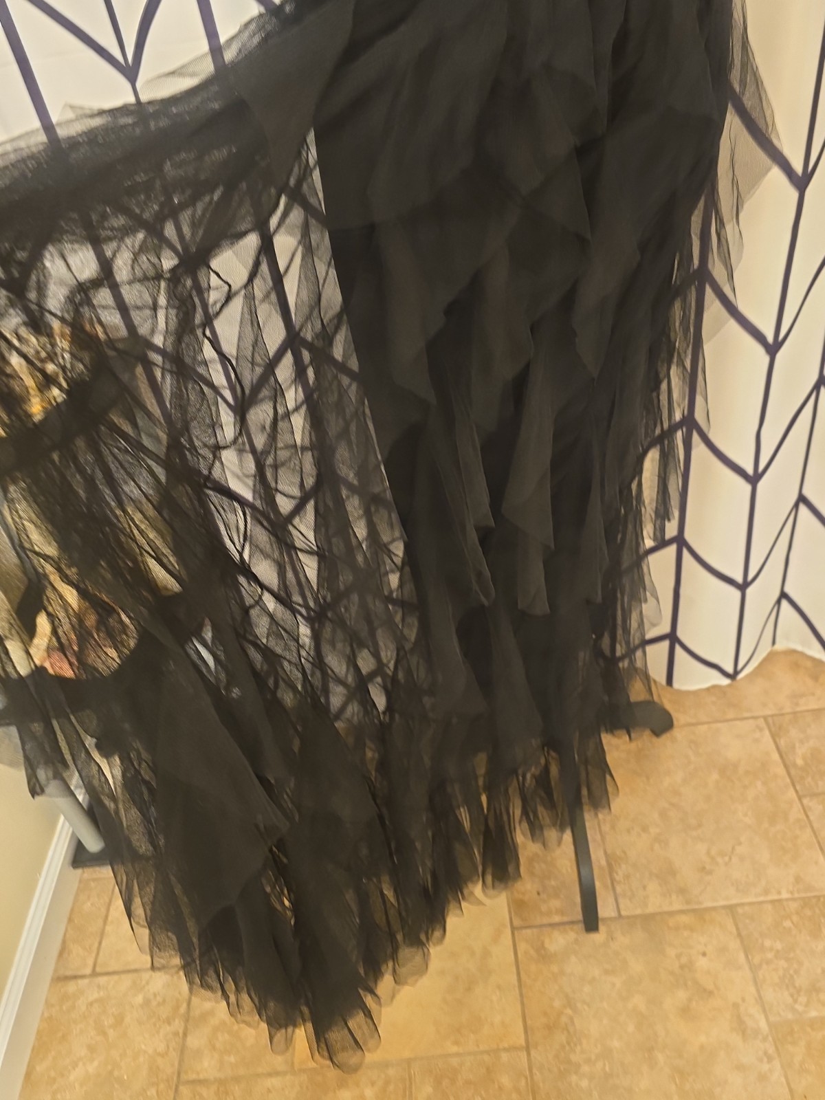 Lark + Grey Black Tiered Tulle Maxi Dress XL Sleeveless Ribbed Bodice NWT