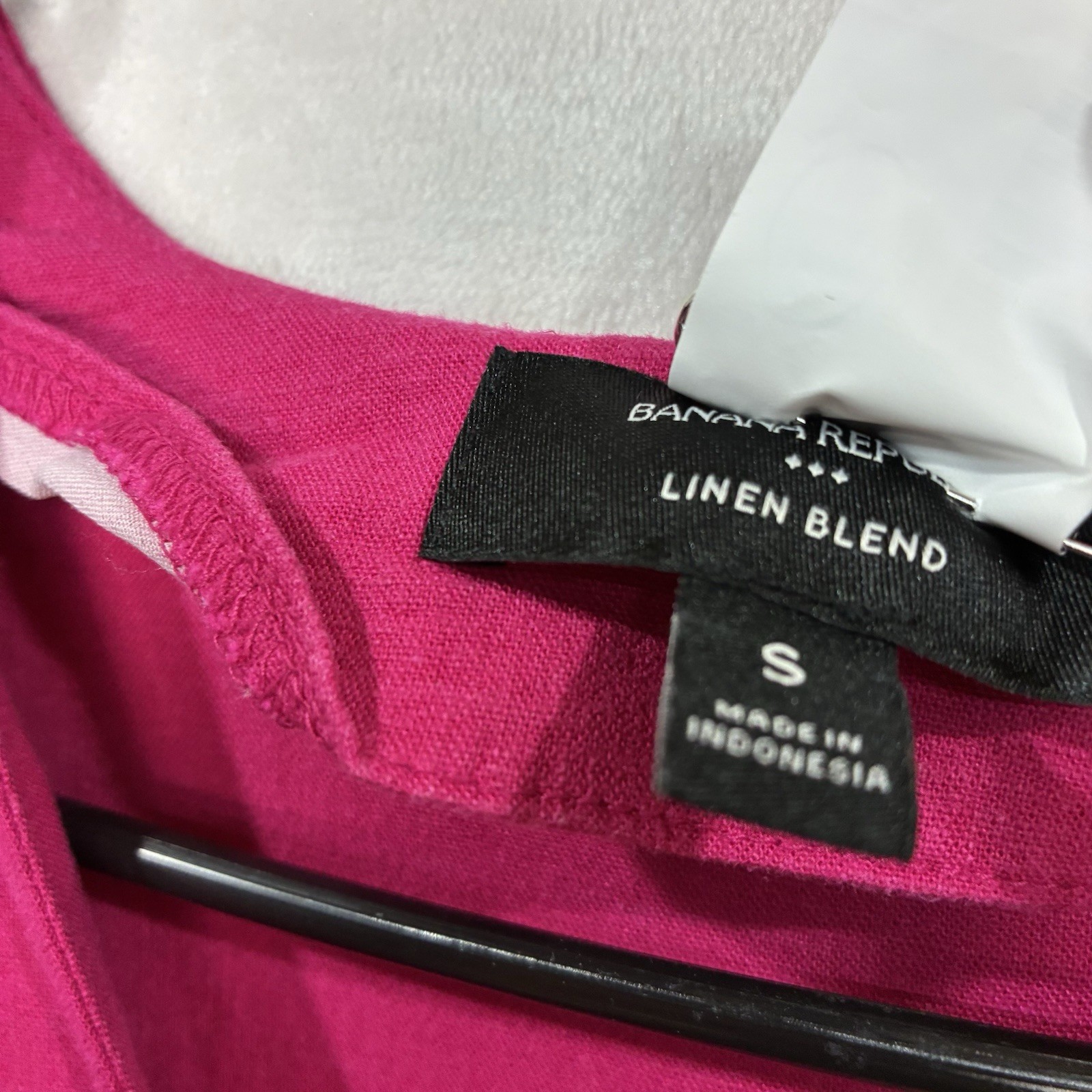 Banana Republic Linen Blend Kaftan Midi Dress S Hot Pink V-Neck Beach Resort