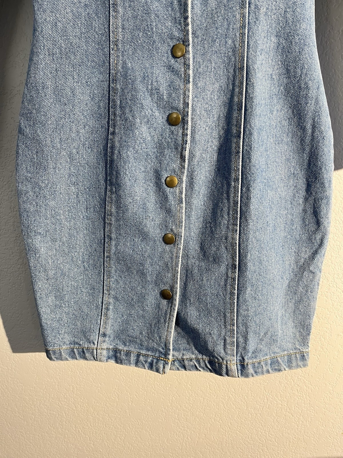 Paris Blues 80s 90s Vintage Light Denim Jean Snap Closure Bodycon Dress Size 3