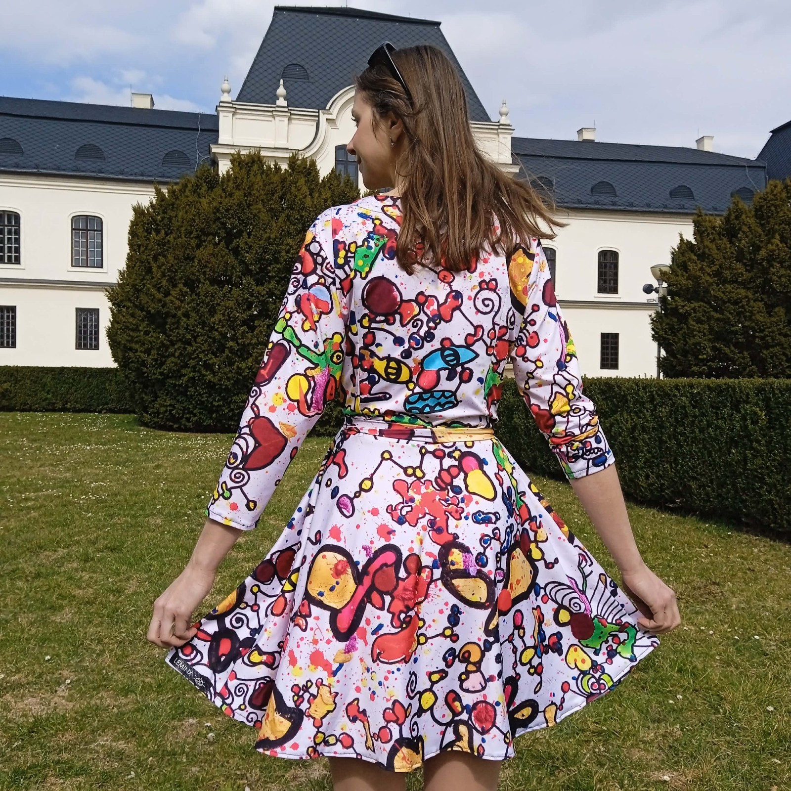Mini Dress with half sleeves, Elastic, Abstract Size M (US 4-6, EU 36-38) LEMINX