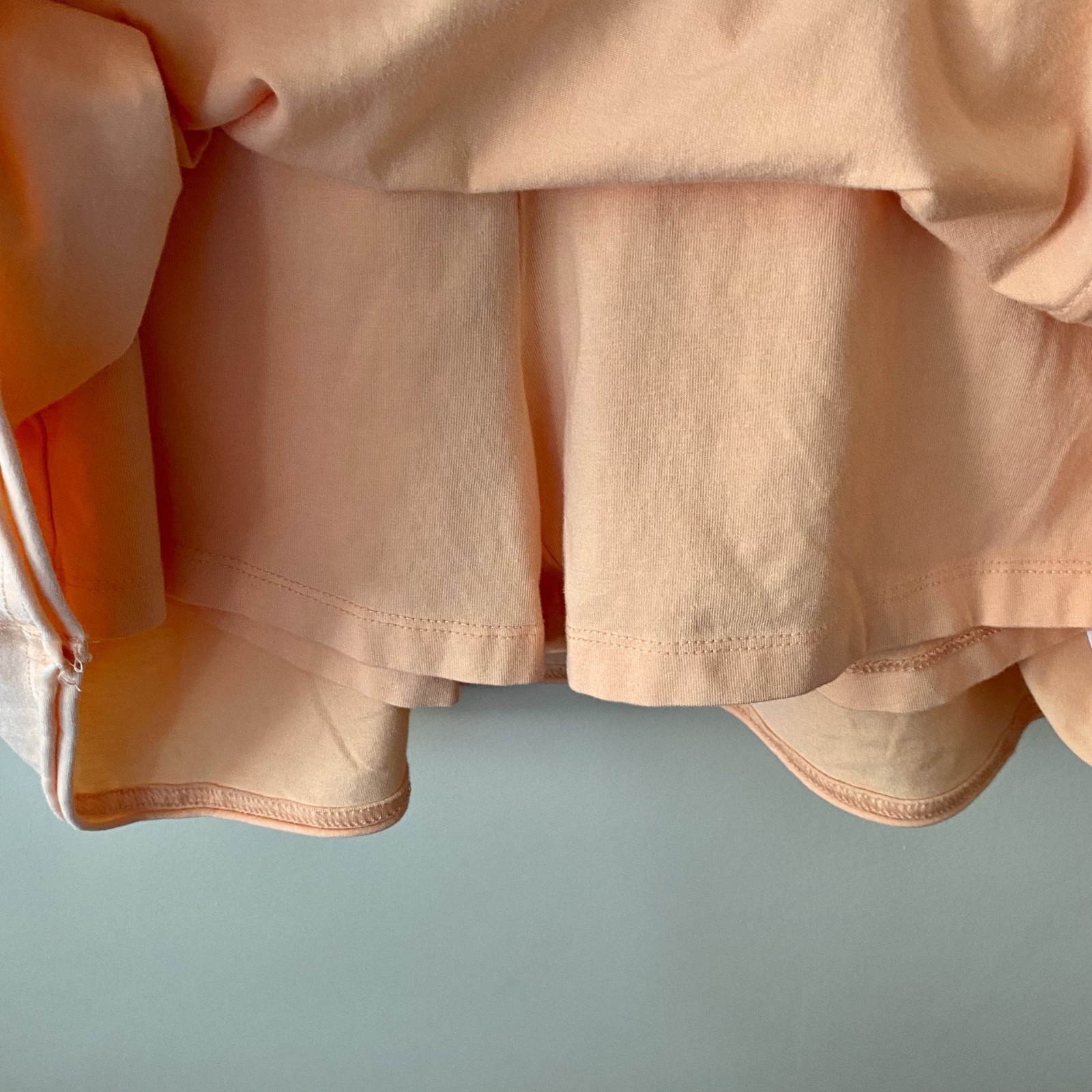 NWT Sundry Anthropologie Mini Dress Built-In-Shorts Scrunch Strap Peach Sz S