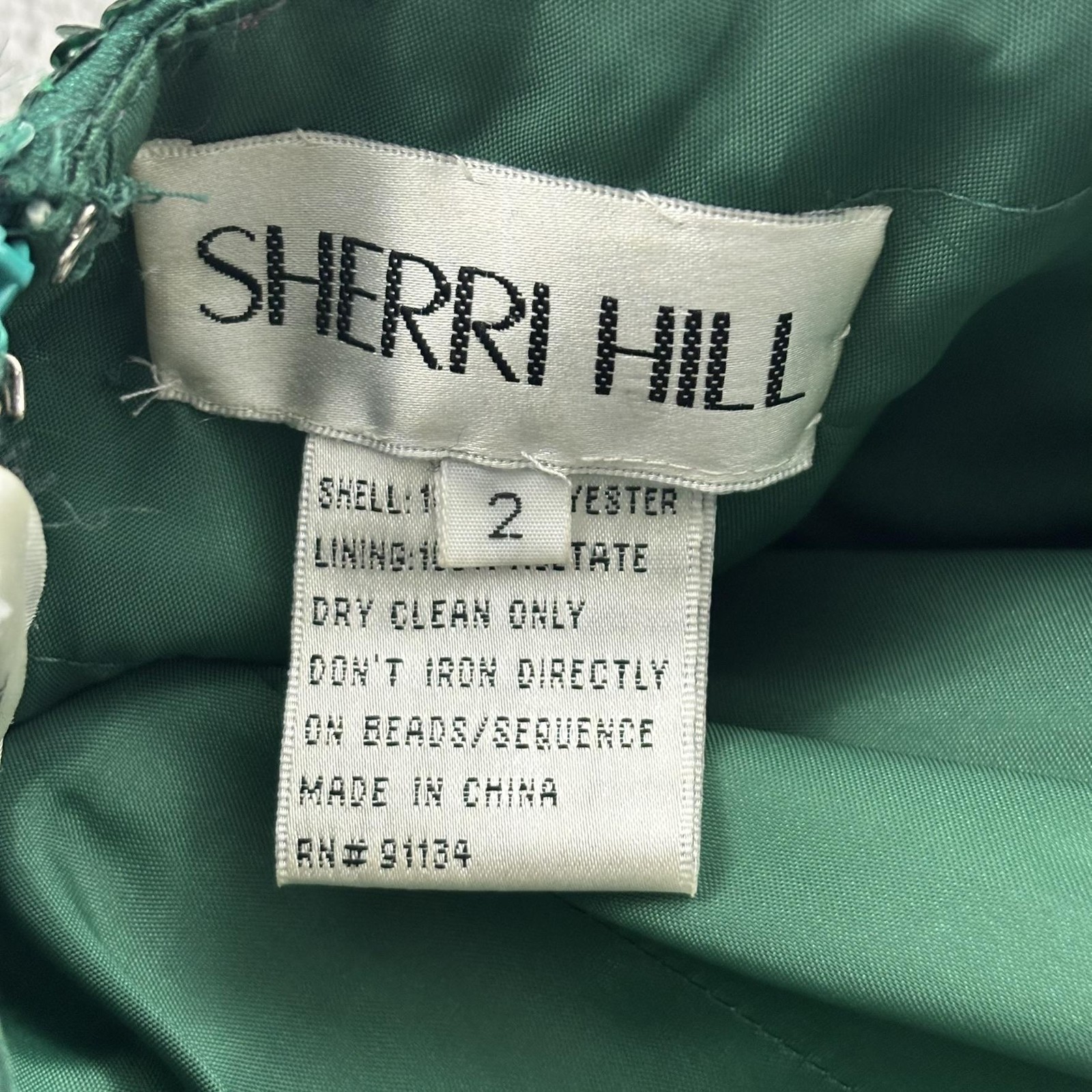 Sherri Hill Dress Womens 2 Emerald Green Sequin Halter Sweetheart Prom Cocktail