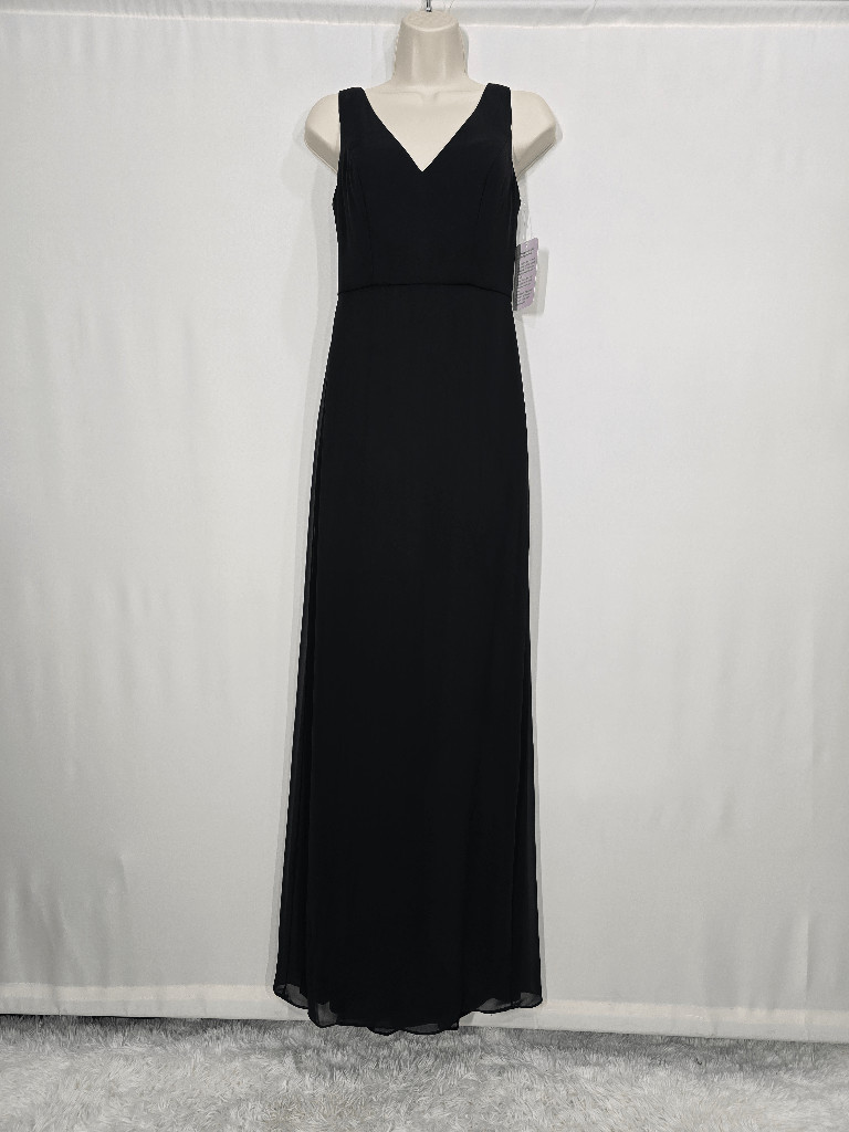 Social Bridesmaids 8194 Black Chiffon Sleeveless Tie Back Trumpet Gown 2R