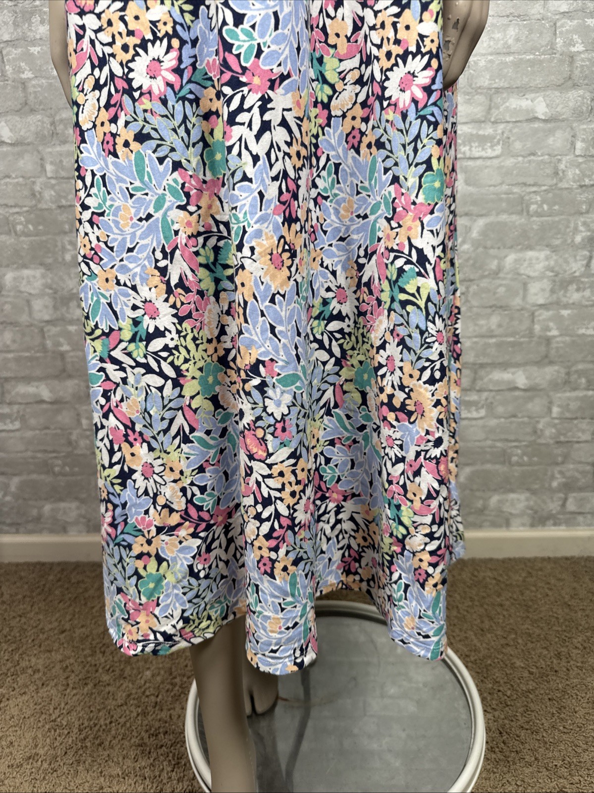 Croft & Barrow XXL Pastel Floral Midi Dress Short Sleeves w/ Tie Detail