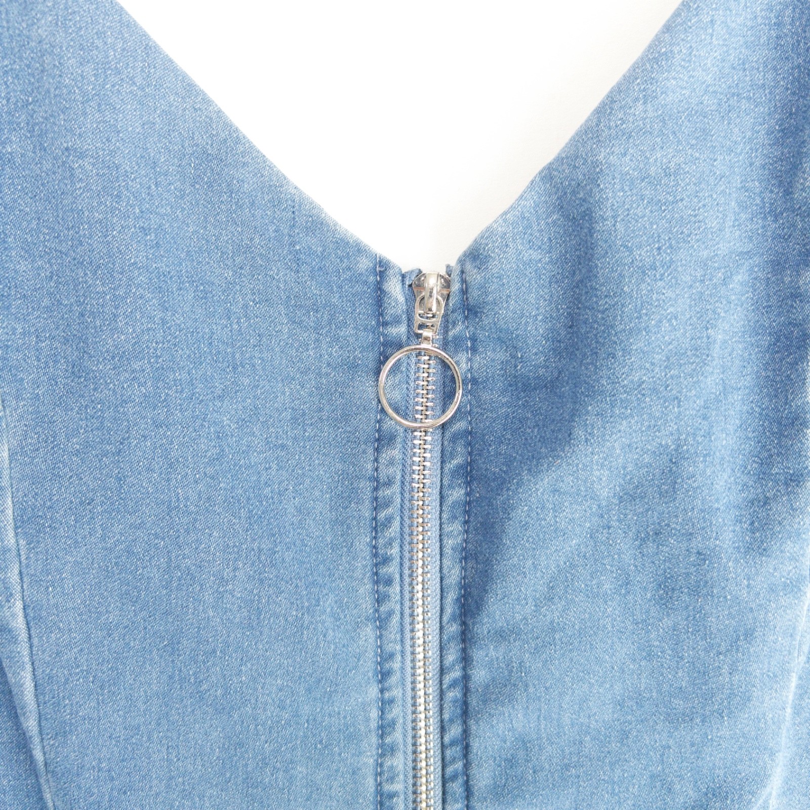 Iris Full Zip Stretch Denim Chambray Festival Bodycon Basic Dress Womens XL Y2k