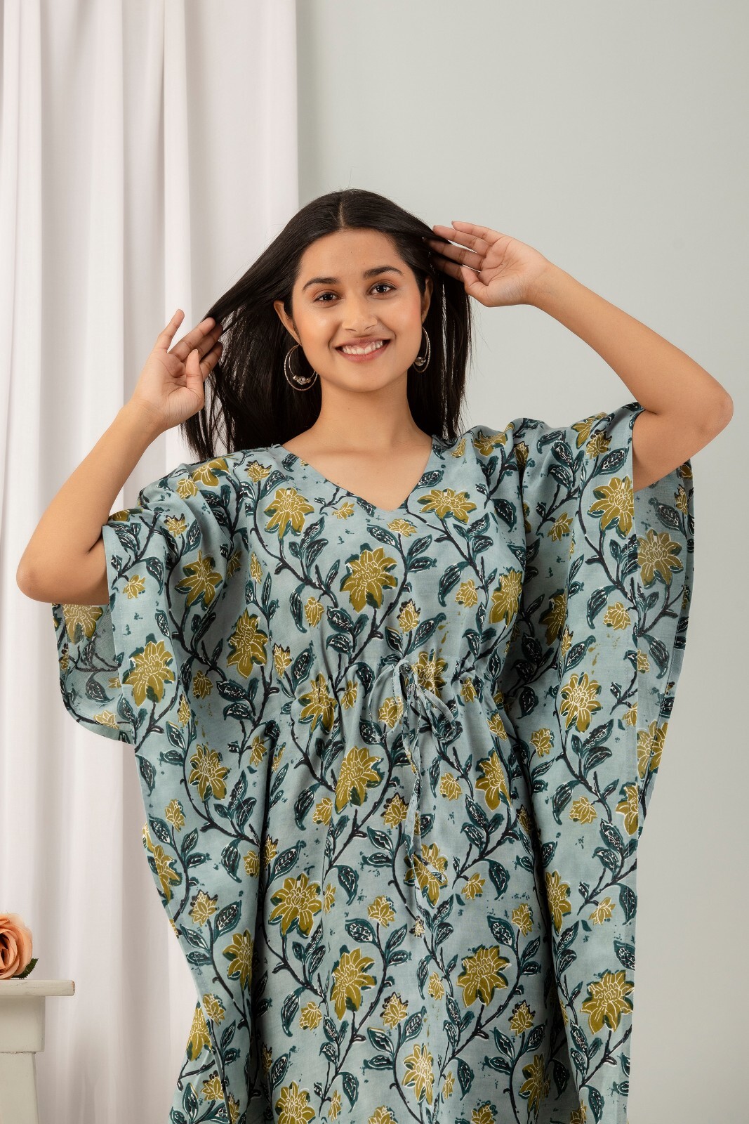 Wholesale lot 4 pcs, Women Floral Print Kaftan, Caftan Dress, Summer wear Dress