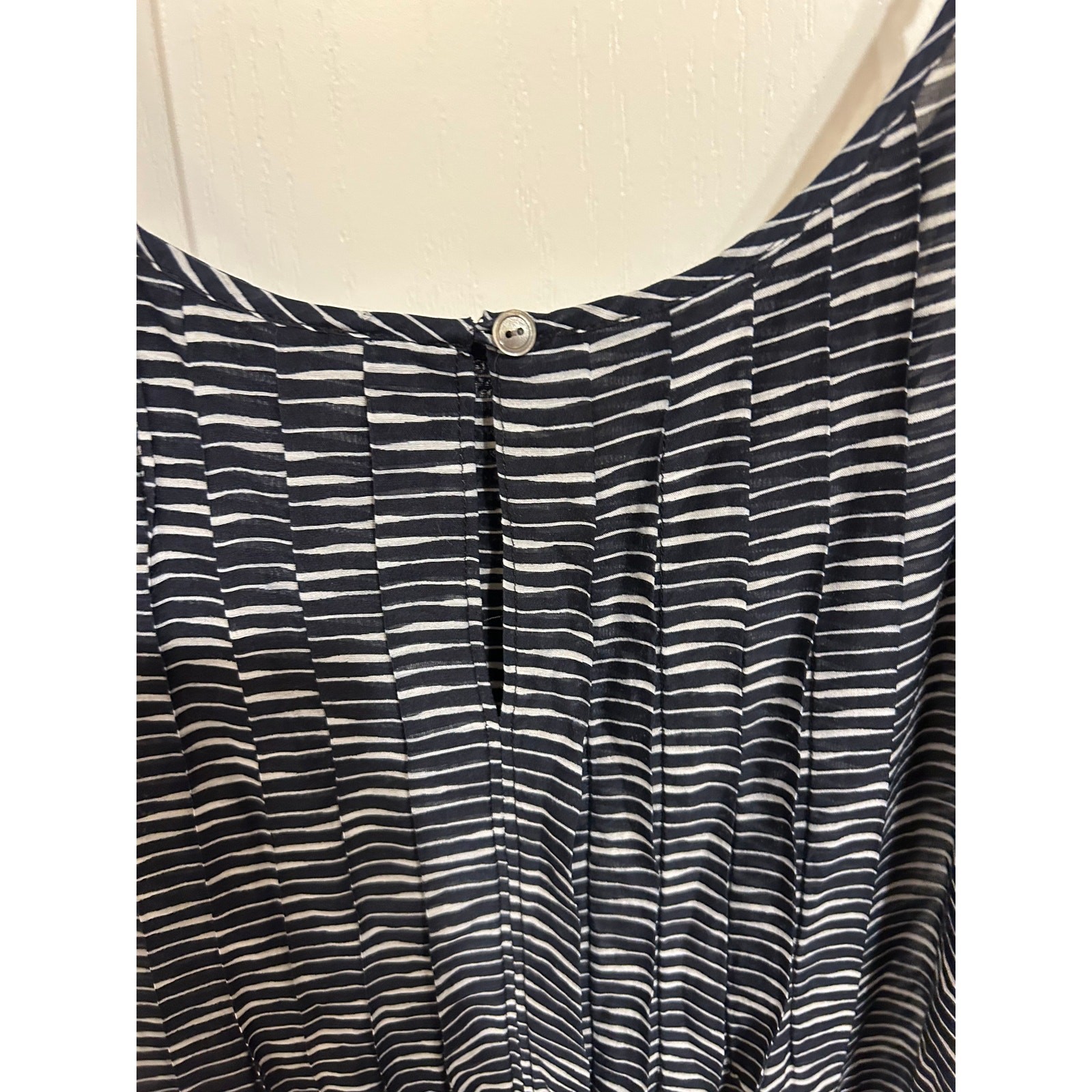 Navy and White Silk Blend Medium Midi Dress