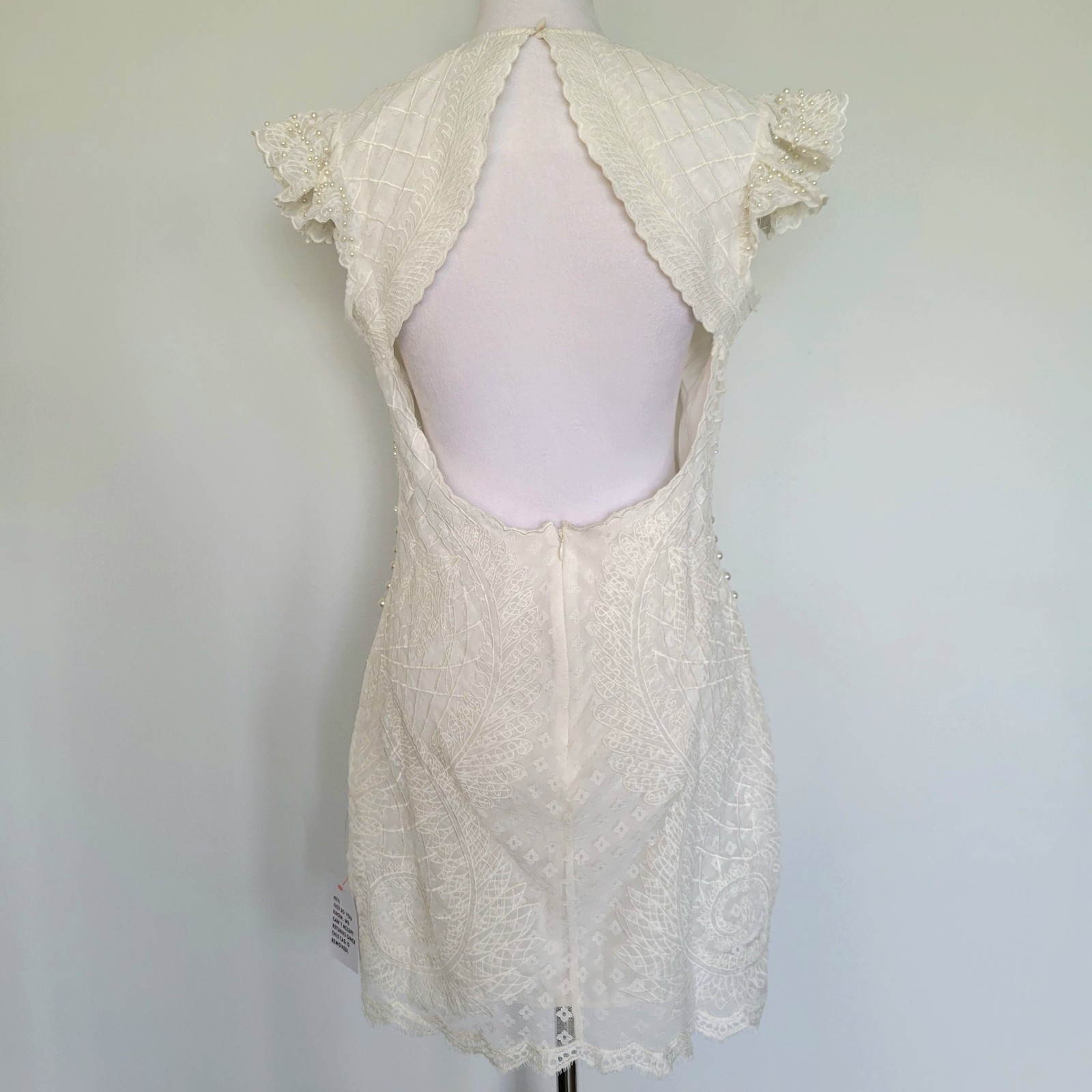 NWT ASOS LUXE Ivory Pearl Embellished Lace Bridal Wedding Cocktail Dress Sz 8