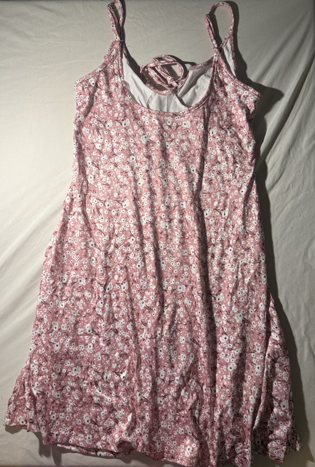 Pink Floral Sundress Tie Front Spaghetti Strap Summer Dress Size Medium NWOT