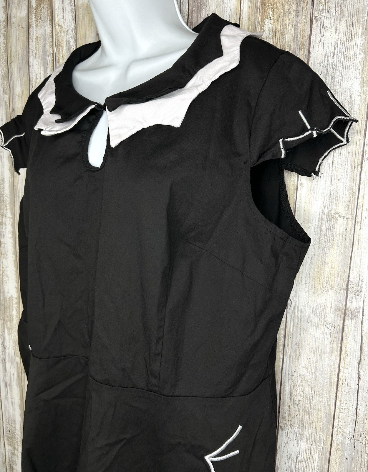 Women’s Cotton/Spandex Black Dress Embroidered Bats Size 4XL