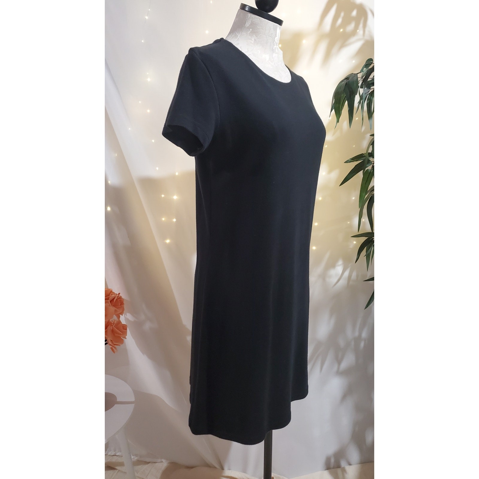 Horny Toad Flexcel Crewneck Hidden Pocket Short Sleeve Lyocell Dress Sz S Black