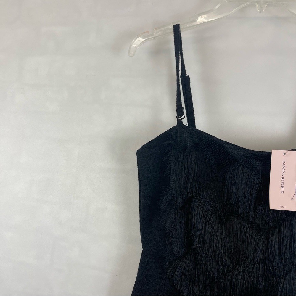 Banana Republic Petite 4P Black Fringe Bodycon Cocktail Dress NWT