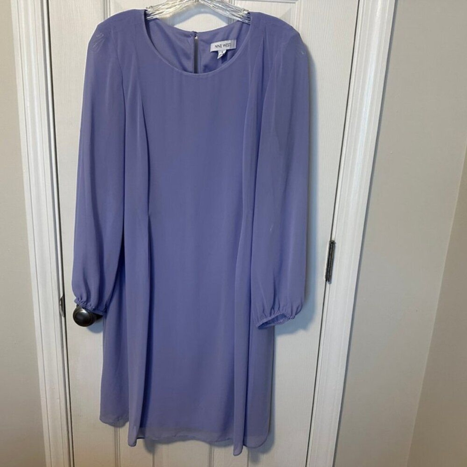 Nine West Lavender Chiffon Long Sleeve Shift Dress