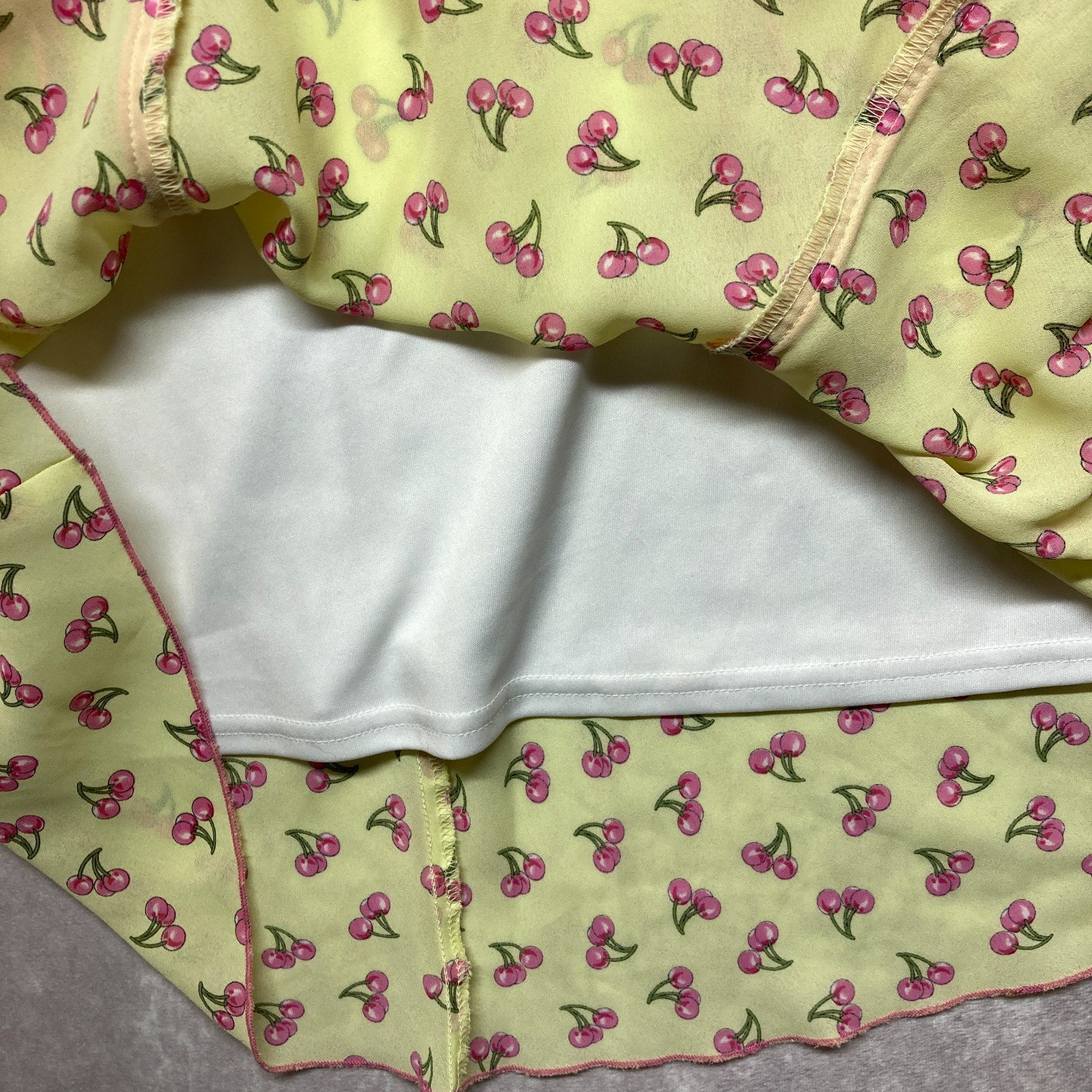 Vintage Y2K Speechless Size 3 Yellow Pink Cherries Bow Coquette XS Retro