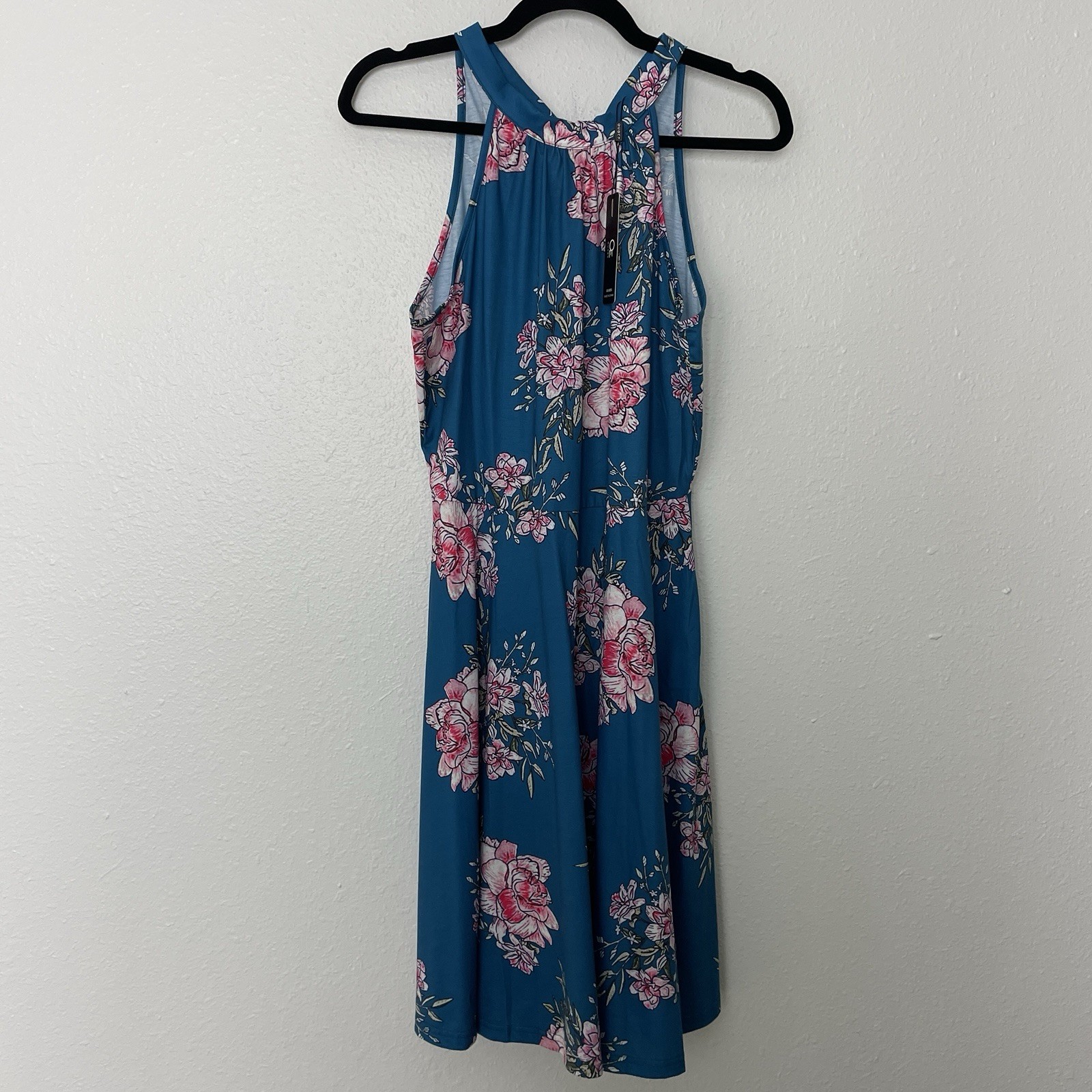 OUGES Womens Floral Halter Neck Sun Dress Large Tropical Vacation Flowy Boho