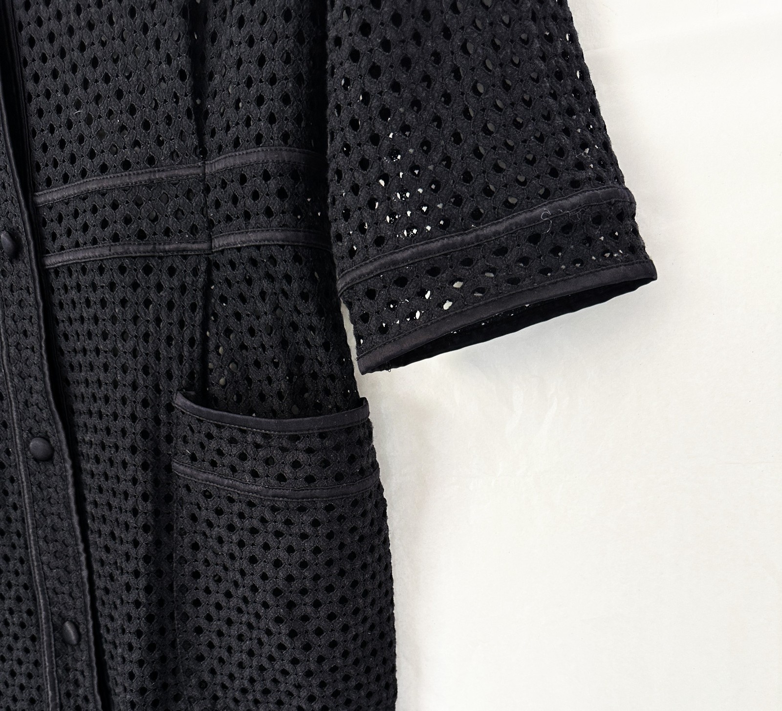 La Perla Eyelet Black Mesh Pockets Buttons Sleeve Dress/Jacket/Coat Summer XS/S