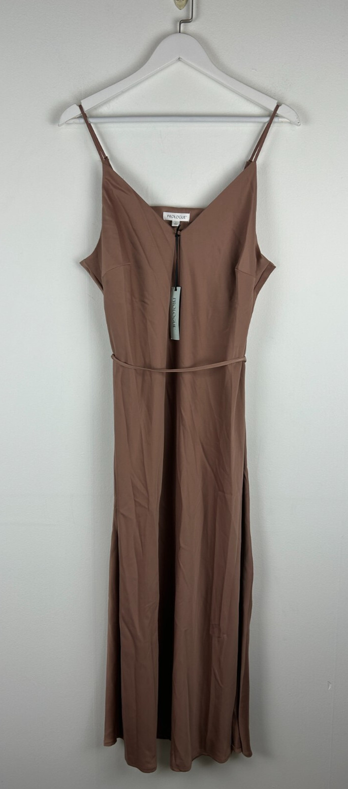 Prologue Slip Dress Large Woman L Brown Midi Target Silky Belt Spaghetti Straps