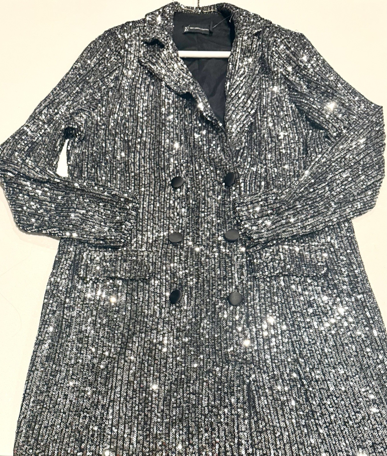 New York And Company, Sequence, Silver, And Black Blazer Dress, Size Extra Large