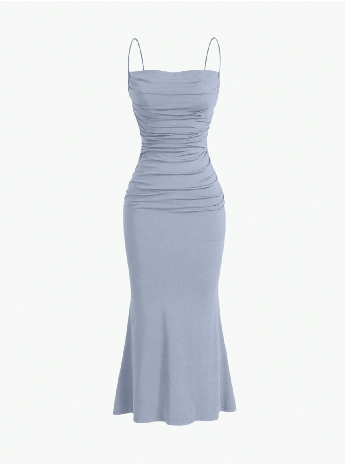 Gray MOD Solid Ruched Mermaid Hem Cami Dress Sz XS S M L