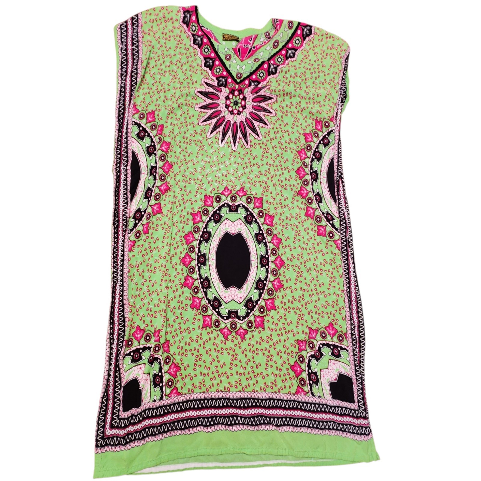 Batik Sumi Dashiki Boho Dress Kaftan Caftan Poncho Green Tunic Dress Size S