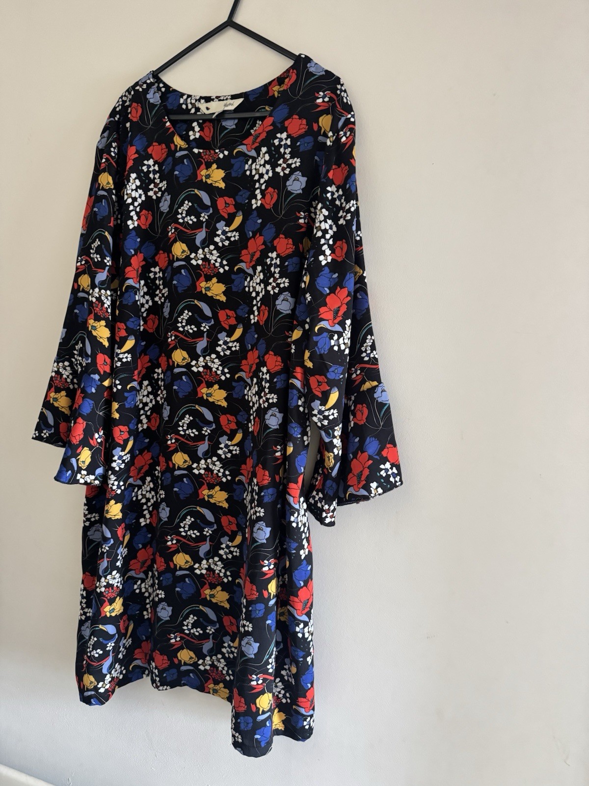 Women’s Yumi black floral summer shift dress Size 20 Great Condition