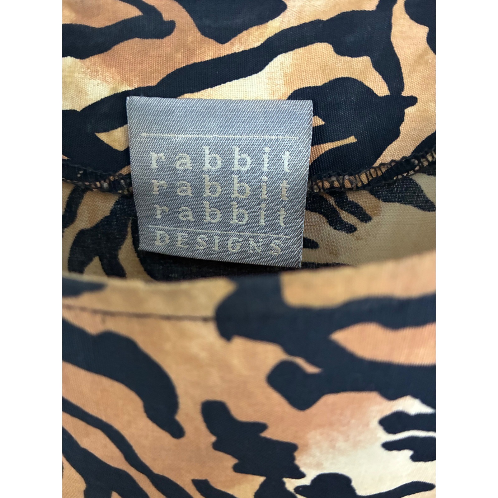 Rabbit Rabbit Rabbit Designs Tiger Print Dress Womens 14M Brown Animal Midi USA