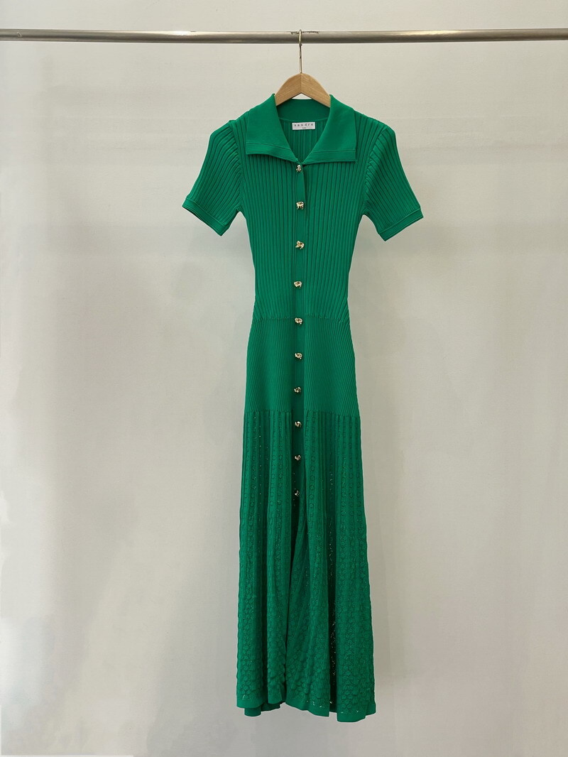 Sandro Black green lapel single-breasted Long dress Dress Women’s Clothing