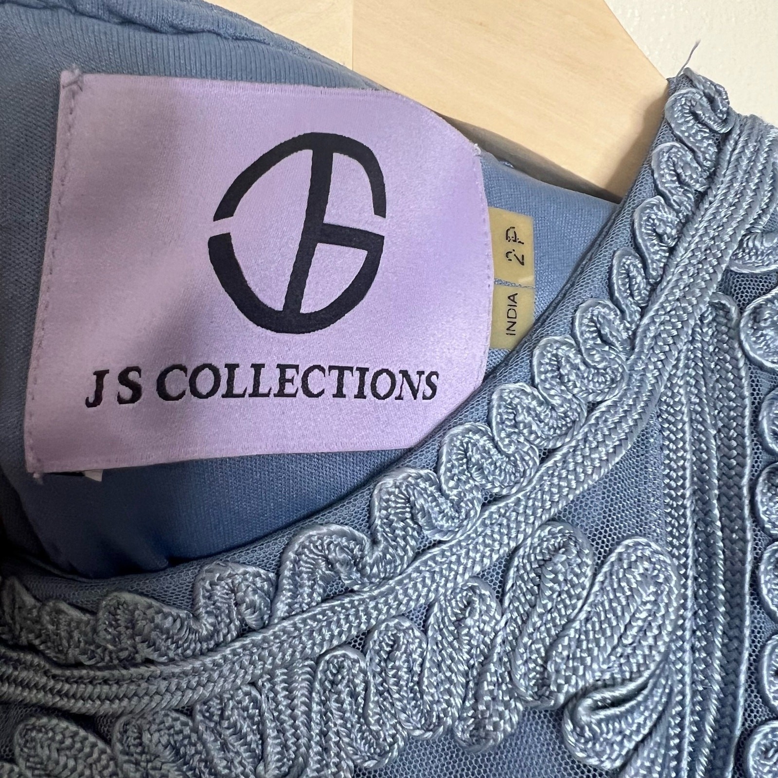 JS Collections Soutache Midi Mermaid Dress 2 Petite Lace Wedding Cocktail Blue