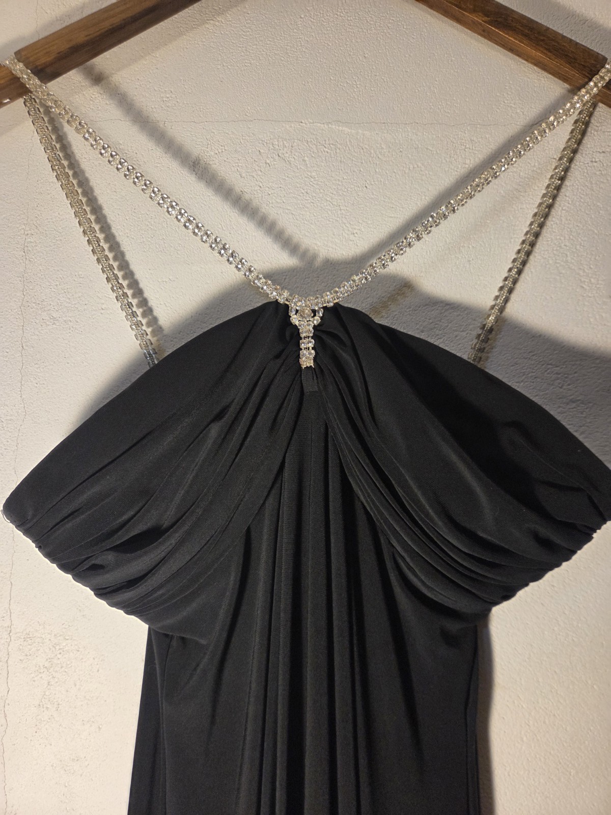 Windsor Black Rhinestone Strap Maxi Gown Prom Formal Dress Size 11/12