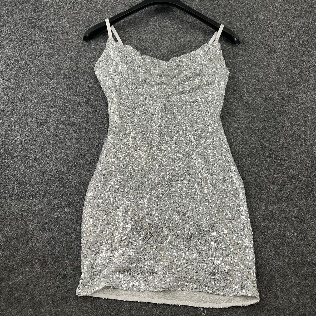 POPILUSH Sequined Mini Dress Women’s Size 3XL Silver