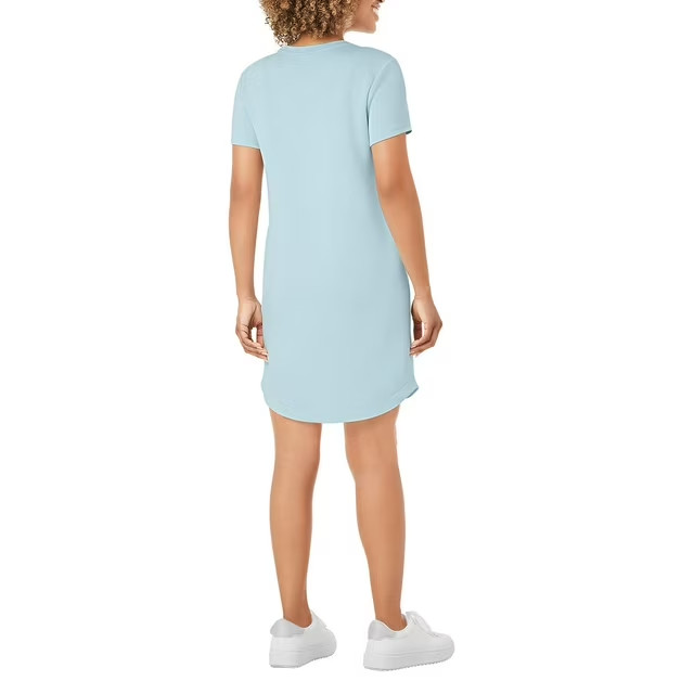 Member’s Mark Women’s Sandwash Short Sleeve Mini Dress Size L Light Blue
