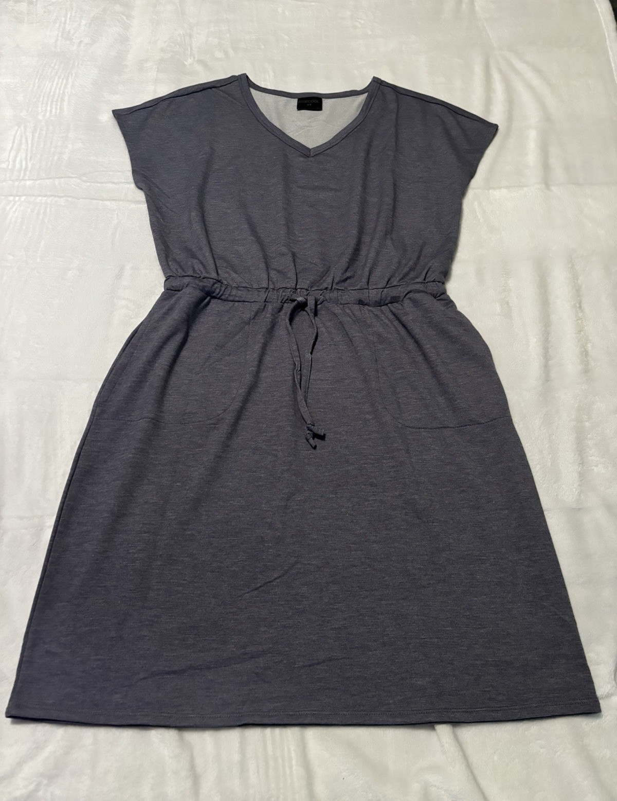 32 Degrees Cool Women’s Gray V-Neck Cap Sleeve T-Shirt Dress Pockets S