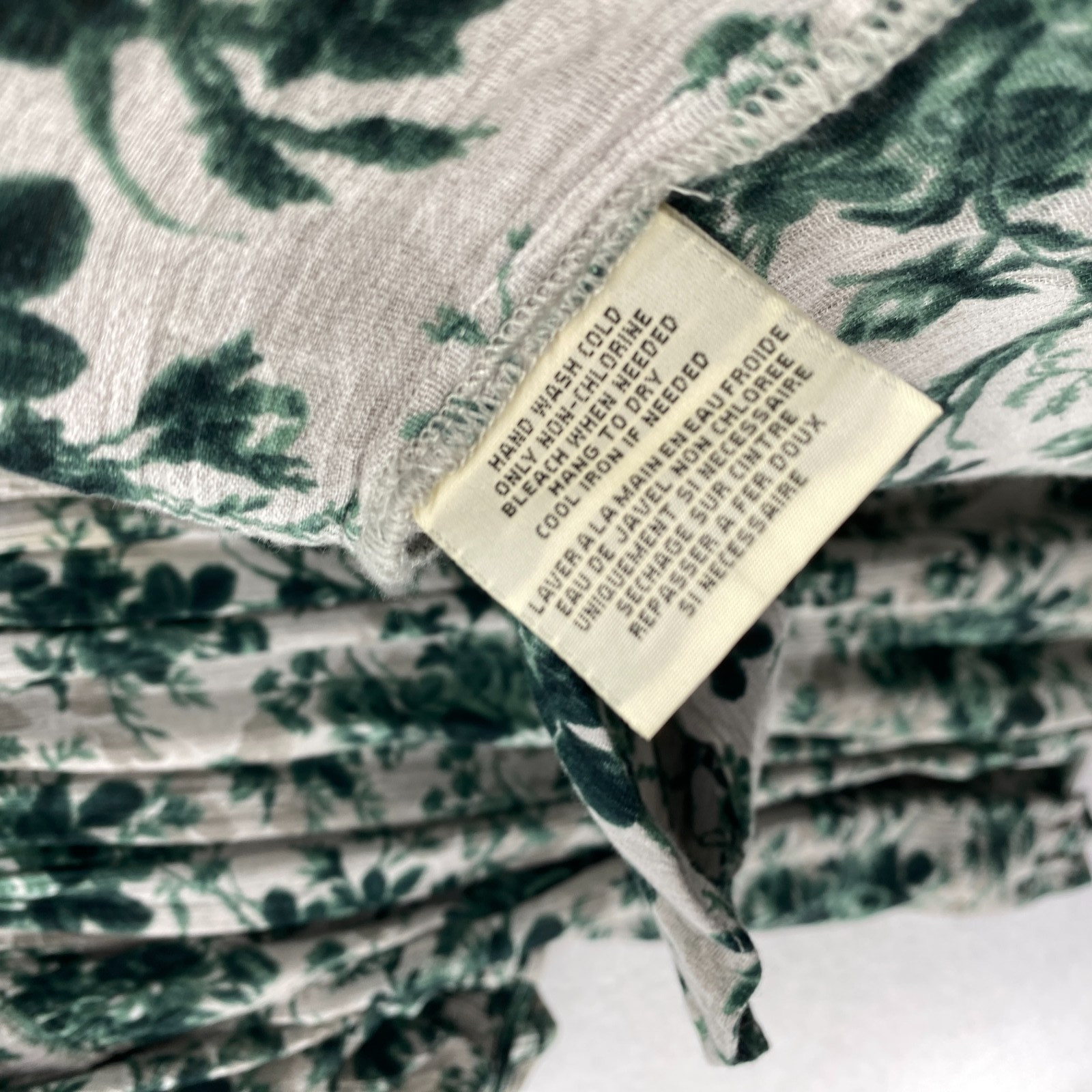 DENIM SUPPLY RALPH LAUREN Dress M Floral Babydoll Mini Gauze 3/4 Sleeve Green
