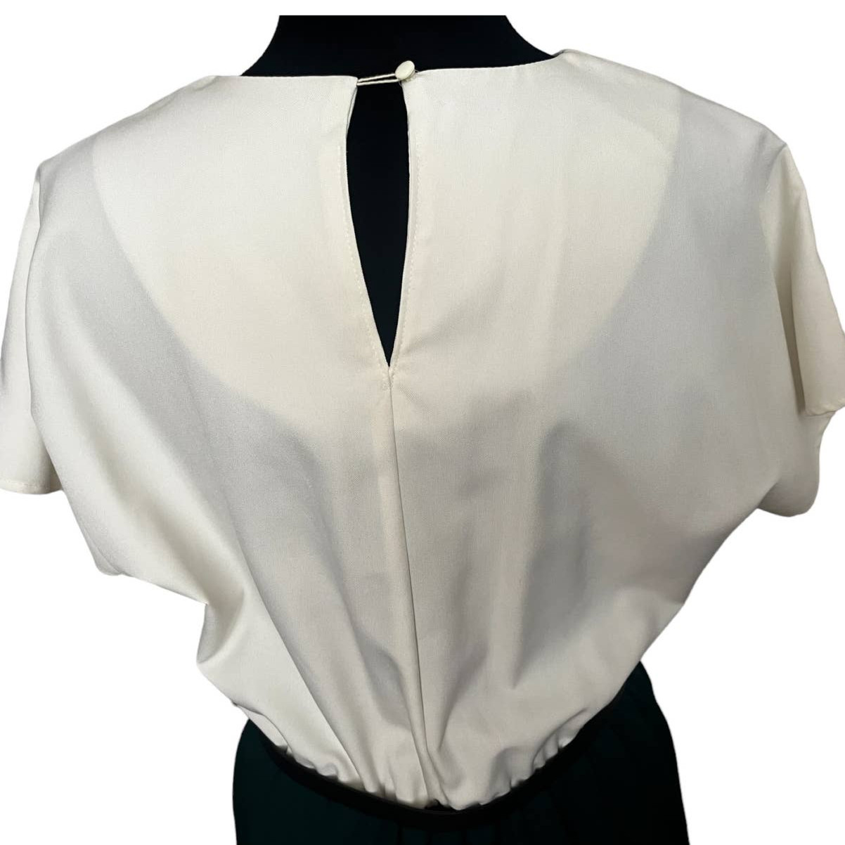 Vintage 70s White Green Secretary Nerd Dress Retro Cottage Large X Large Fall