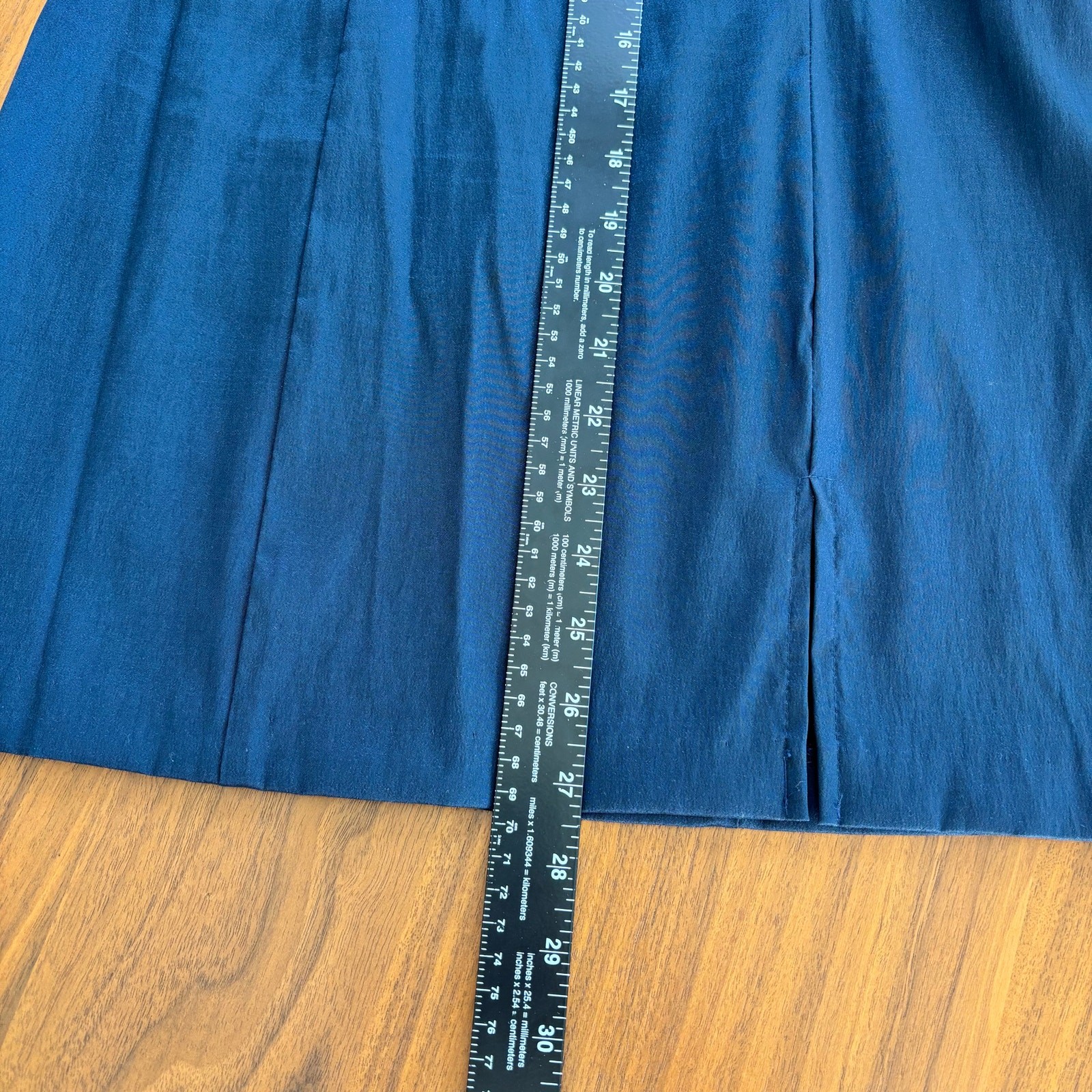 90s Vintage City Triangles Shimmer Satin Blue Dress Rhinestone Neckline Size 5